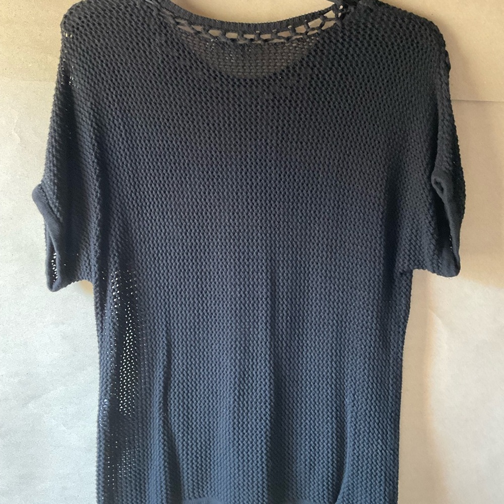 Chico's Black Knit Top with Floral Detail. Size L. - Picture 7 of 9